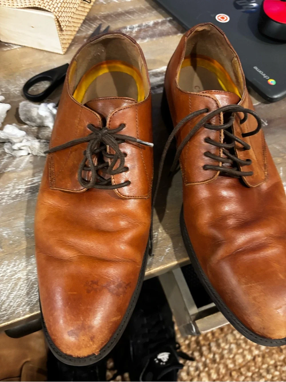 Cole Haan Tan Leather Derby Dress Shoes